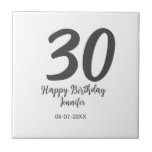 30. Geburtstag hinzufügen Namensdatum Jahr schwarz Fliese<br><div class="desc">bearbeitbares Design</div>