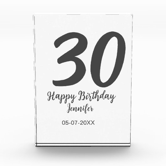 30. Geburtstag hinzufügen Namensdatum Jahr schwarz Fotoblock (Vorderseite)