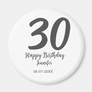 30. Geburtstag hinzufügen Namensdatum Jahr schwarz Magnet