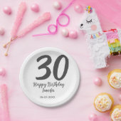 30. Geburtstag hinzufügen Namensdatum Jahr schwarz Pappteller (Party)