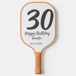 30. Geburtstag hinzufügen Namensdatum Jahr schwarz Pickleball Schläger
