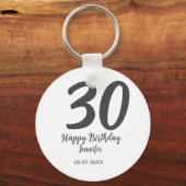 30. Geburtstag hinzufügen Namensdatum Jahr schwarz Schlüsselanhänger (Vorderseite)