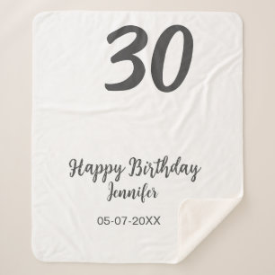 30. Geburtstag hinzufügen Namensdatum Jahr schwarz Sherpadecke
