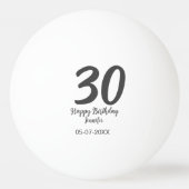30. Geburtstag hinzufügen Namensdatum Jahr schwarz Tischtennisball (Rückseite)