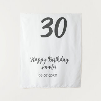 30. Geburtstag hinzufügen Namensdatum Jahr schwarz Wandteppich