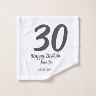 30. Geburtstag hinzufügen Namensdatum Jahr schwarz Waschlappen