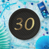 30. Geburtstag Hochzeit Jubiläum Black and Gold Pappteller (Party)