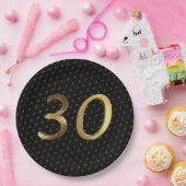 30. Geburtstag Hochzeit Jubiläum Black and Gold Pappteller (Party)