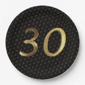 30. Geburtstag Hochzeit Jubiläum Black and Gold Pappteller (Vorderseite)