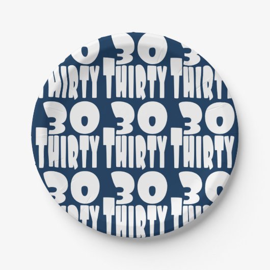 30. Geburtstag in BIG Lettern Pappteller (Vorderseite)