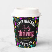 30. Geburtstag in Schwarz und Retro Pappbecher (Rückseite)