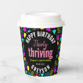 30. Geburtstag in Schwarz und Retro Pappbecher (Vorderseite)