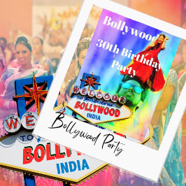 30. Geburtstag Indisches Bollywood farbiges Party Einladung