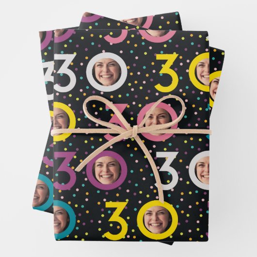 30. Geburtstag individualisiertes Foto Geschenkpapier Set (Beispiel)