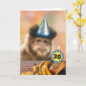 30. Geburtstag Kapuziner Affenbananen Jahr Karte (Gelbe Blume)