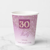 30. Geburtstag Klasse Falling Rose Gold Glitzer Pappbecher (Vorderseite)