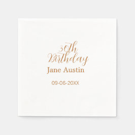 30. Geburtstag kupferbraun einfach stilvoll Name D Serviette