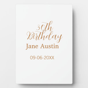 30. Geburtstag kupferbraun einfache stilvolle Name Fotoplatte