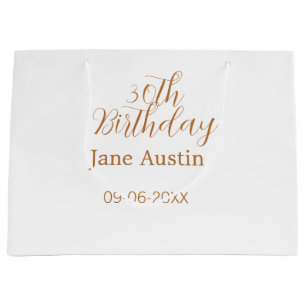 30. Geburtstag kupferbraun einfache stilvolle Name Große Geschenktüte