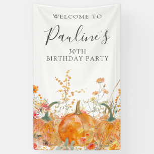 30. Geburtstag Kürbis Wildblume Vertikales Outdoor Banner