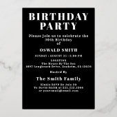 30. Geburtstag Legendary Black Gold Retro Folieneinladung (Rückseite)