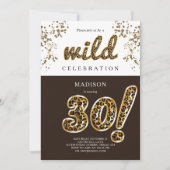 30. Geburtstag Leopard Foil Ballon Script Einladung (Vorderseite)