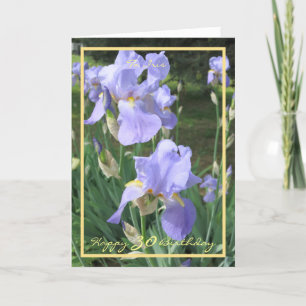 30. Geburtstag Lila Iris Iris Modernes Gold Frame Karte