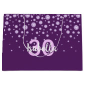 30. Geburtstag lila Name Diamanten Große Geschenktüte (Vorderseite)
