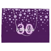 30. Geburtstag lila Name Diamanten Große Geschenktüte (Rückseite)