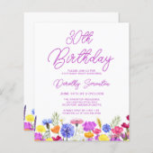 30. Geburtstag Lila Wildblume Einladung (Vorne/Hinten)