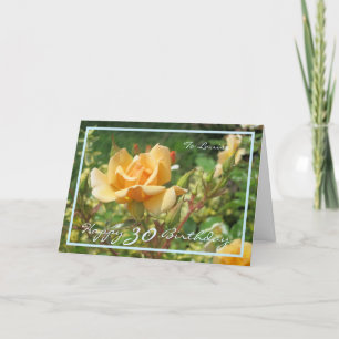 30. Geburtstag Louise Yellow Rose Moderner blauer Karte