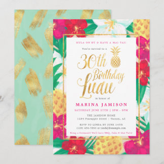 30. Geburtstag Luau Einladungen | Rosa und Gold