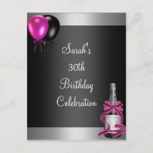 30. Geburtstag Luftballons Champagner Silber Rosa Einladung