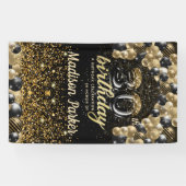 30. Geburtstag Luxus Personalisiert Black Gold Banner (Horizontal)