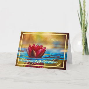 30. Geburtstag Maria Red Water Lily Eleganter Gold Karte