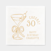 30. Geburtstag Martini Cheers Dreißig Personalisie Servietten Mit Folie (Vorderseite)