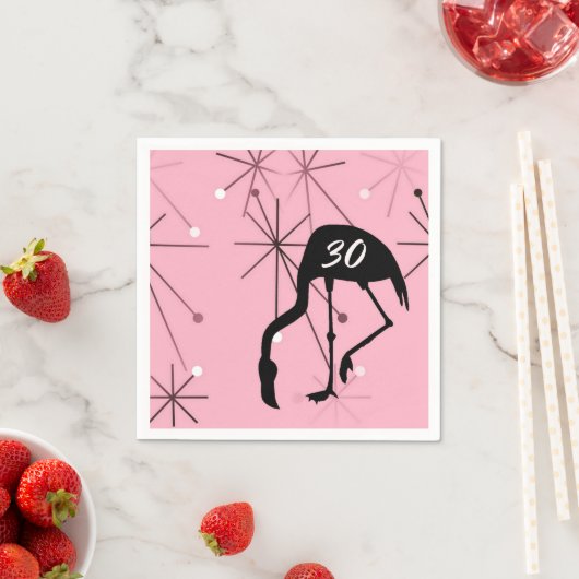 30. Geburtstag MidCentury Modern Atomic Starburst Serviette (Beispiel)