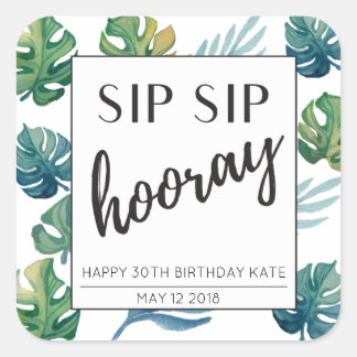 30. Geburtstag Mini-Weinetikett Quadratischer Aufkleber