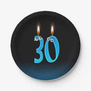 30. Geburtstag mit beleuchteten Kerzenzahlen Pappteller