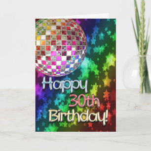 30. Geburtstag mit Diskoball und Regenbogen der St Karte