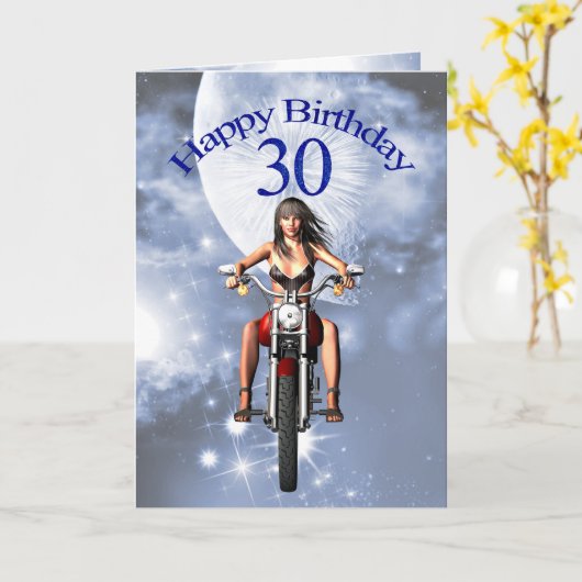 30. Geburtstag mit einem Biker Karte (Gelbe Blume)