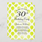 30. Geburtstag Modern Balloons Lime Green Einladung (Vorne/Hinten)