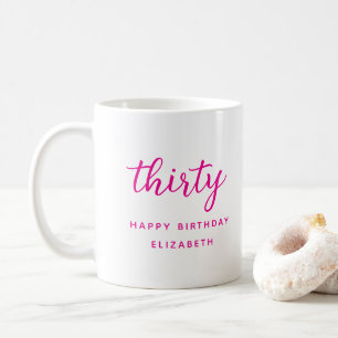 30. Geburtstag Modern Rosa Personalisiertes Gesche Kaffeetasse