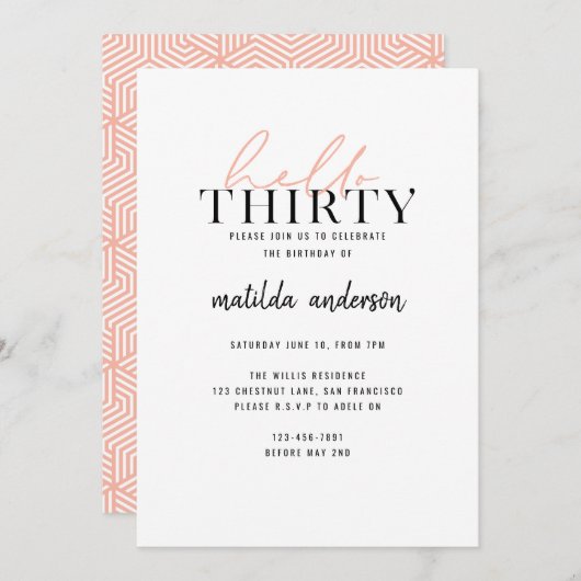 30. Geburtstag moderne Drehbuch geometrische Pfirs (Vorne/Hinten)