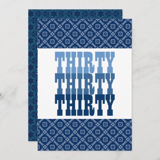 30 Geburtstag Moderne Marine V19 Einladung (Vorne/Hinten)