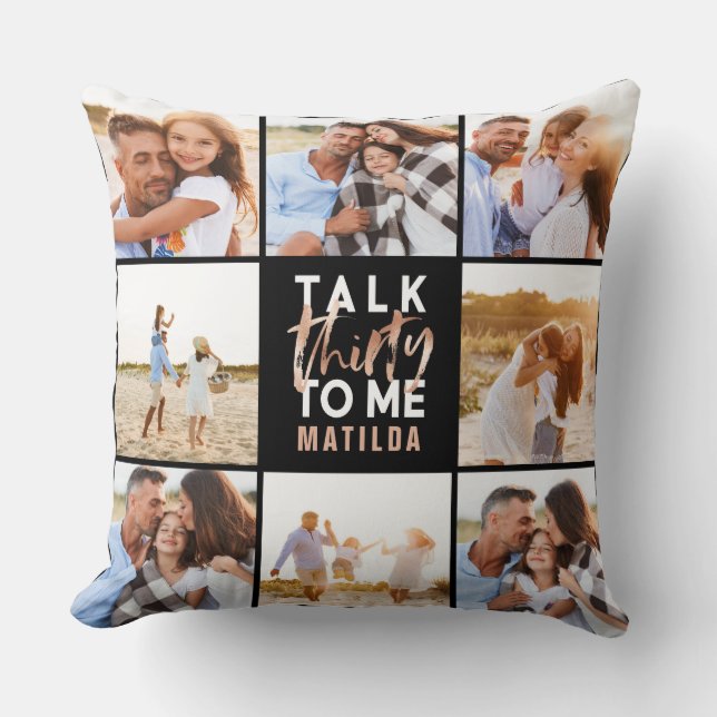 30. Geburtstag moderne Multi-Foto rosa mädchenhaft Kissen (Vorderseite)