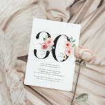 30. Geburtstag Moderne Rose Goldgrün Einladung<br><div class="desc">30. Geburtstag Moderne Rose Gold Grün Einladung mit Aquarell rosa Blume und Rose goldene Akzente mit Grün.</div>