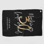 30. Geburtstag moderne schwarz-goldfarbene Tapete Golfhandtuch (Horizontal)