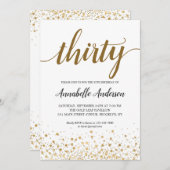 30. Geburtstag Modernes Gold Confetti Dots Script Einladung (Vorne/Hinten)