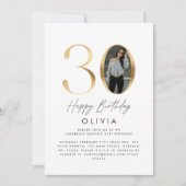 30. Geburtstag Modernes Gold Foto elegant stilvoll Einladung (Vorderseite)